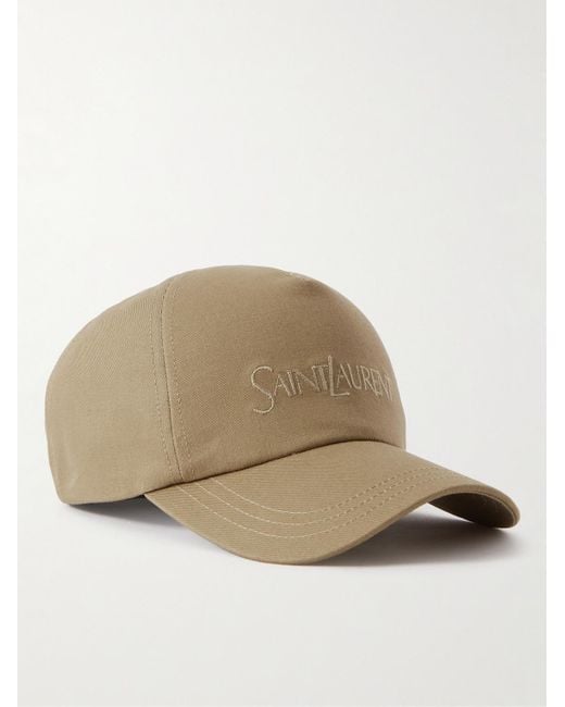 Saint Laurent Natural Logo-Embroidered Cotton And Linen-Blend Gabardine Baseball Cap for men