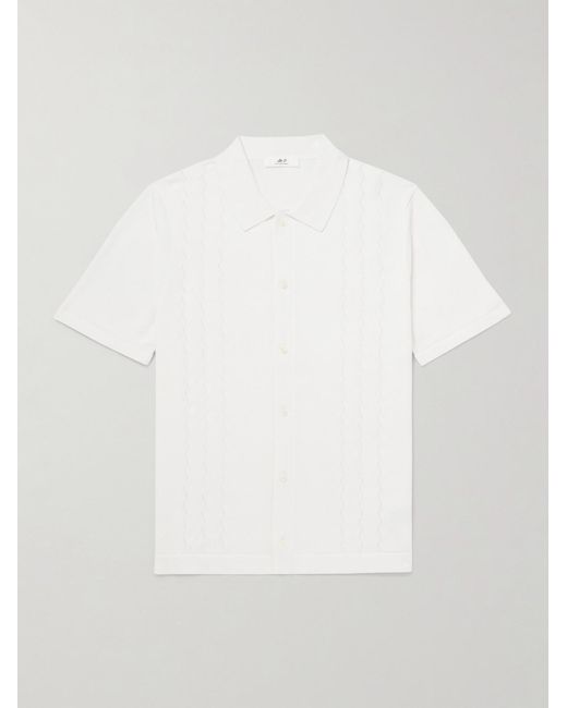 Mr P. White Slim-Fit Pointelle-Knit Organic Cotton Shirt for men