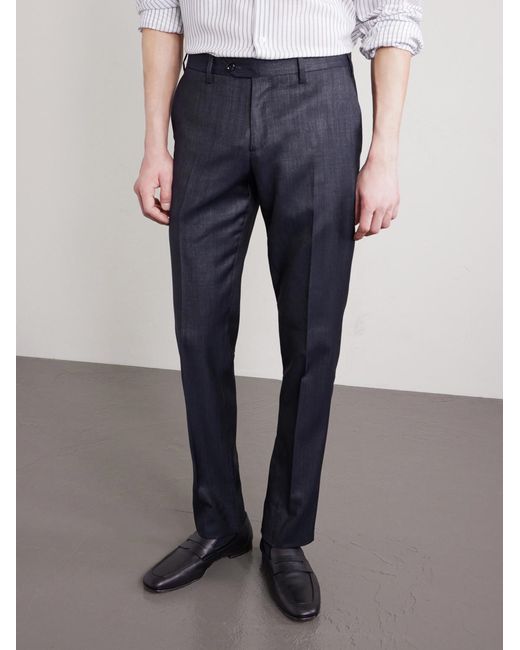Lardini Blue Tapered Woven Suit Trousers for men