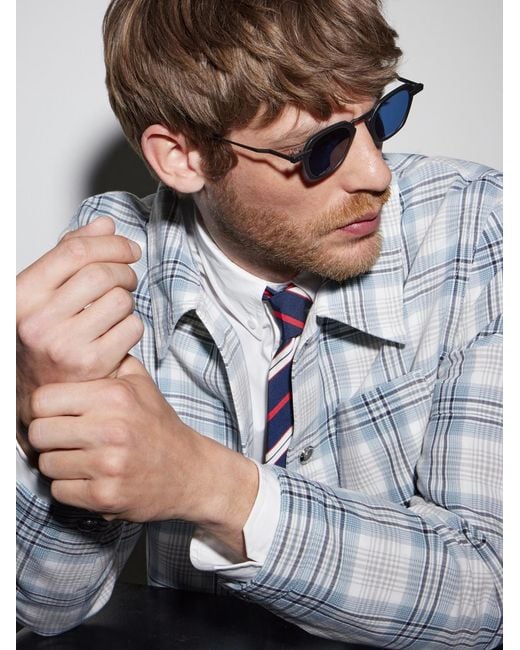 Thom Browne Blue Square-Frame Titanium Sunglasses for men
