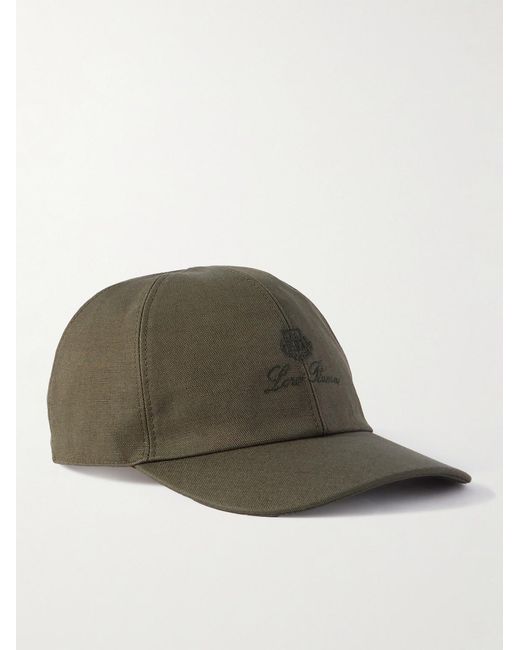 Loro Piana Green Logo-Embroidered Cotton And Linen-Blend Baseball Cap for men