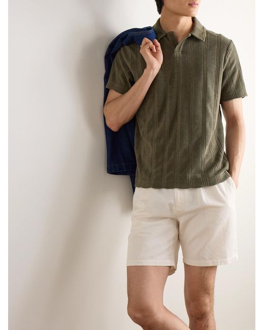 Mr P. Natural Straight-Leg Pleated Cotton And Linen-Blend Twill Shorts for men