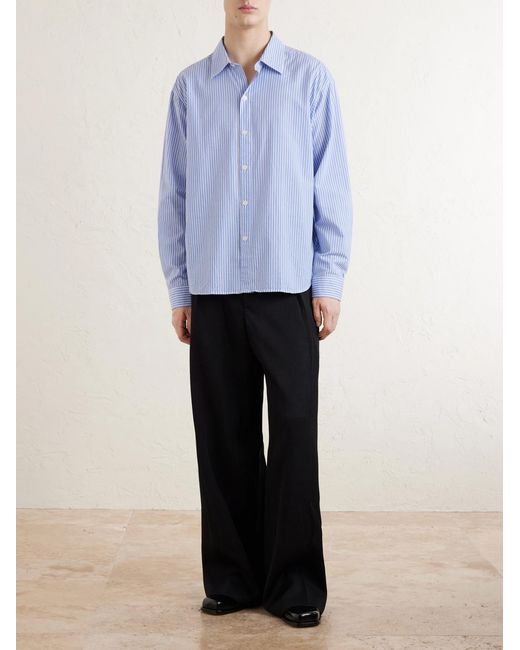 mfpen Blue Generous Striped Cotton Shirt for men