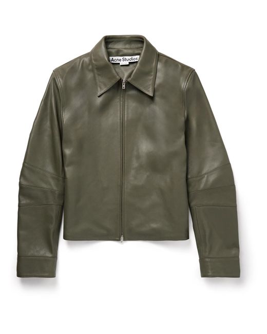 Acne Green Leather Jacket for men