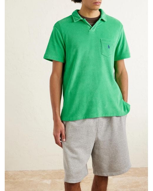 Polo Ralph Lauren Green Logo-embroidered Cotton-blend Terry Polo Shirt for men