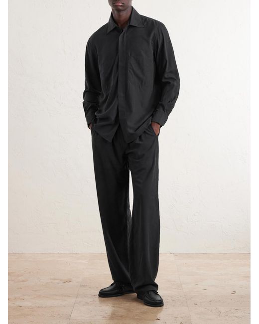 Saman Amel Blue Silk Overshirt for men
