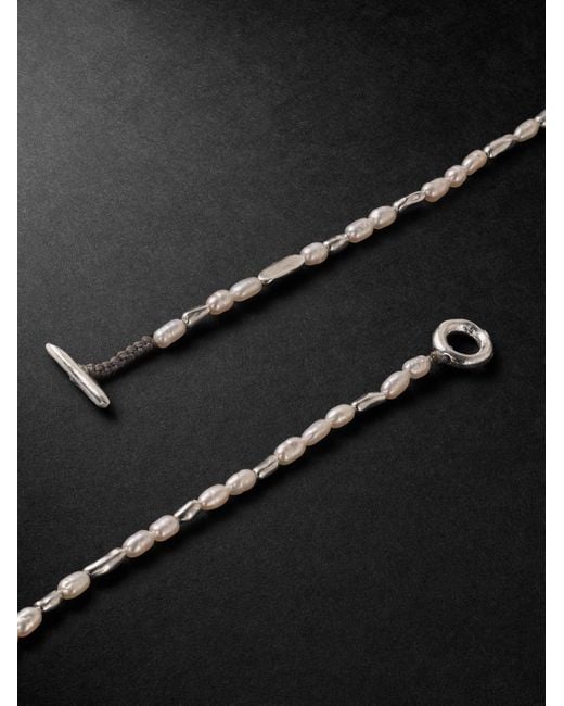 M. Cohen Black Hokkaido Sterling Pearl Beaded Necklace for men