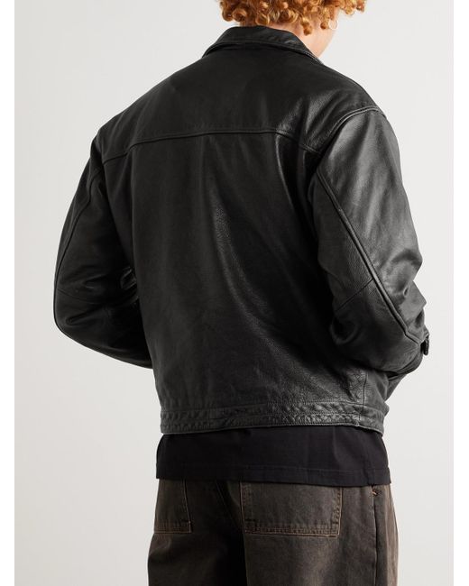 FRIZMWORKS Black Distressed Leather Jacket for men
