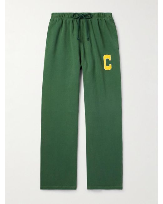 CHERRY LA Green Championship Parachute Straight-leg Logo-appliquéd Cotton-jersey Sweatpants for men