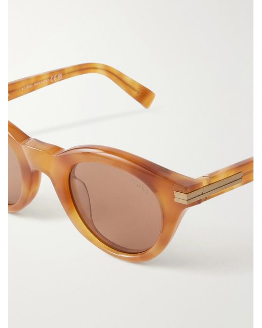 Zegna Brown Round-frame Acetate Sunglasses for men
