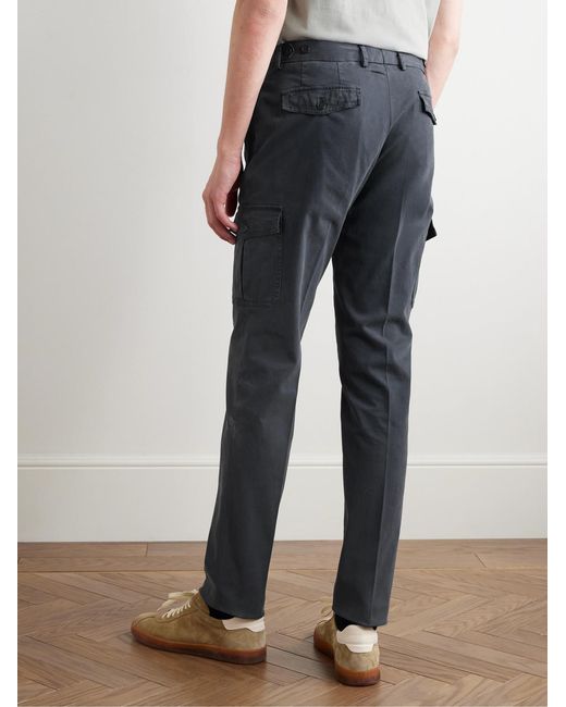 Slowear Blue Venezia 1951 Slim-Fit Tapered Garment-Dyed Cotton-Blend Twill Cargo Trousers for men
