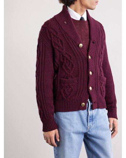 Brunello Cucinelli Purple Cable-Knit Cashmere Cardigan for men