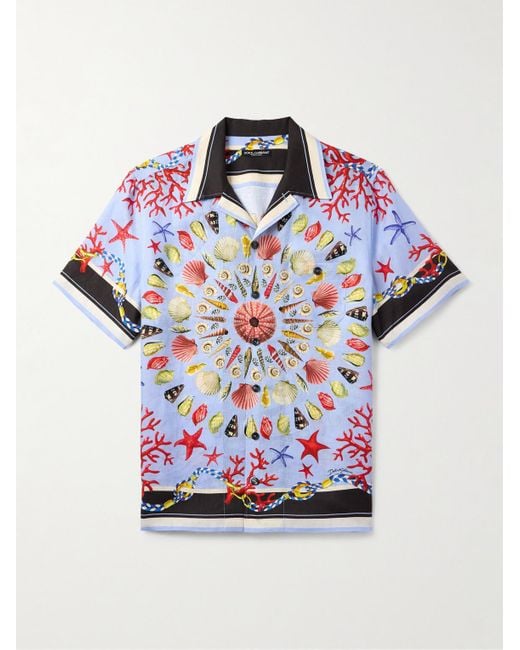 Dolce & Gabbana Blue Shirt With A Shell Motif for men