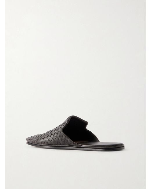 Bottega Veneta White Intrecciato Leather Slippers for men