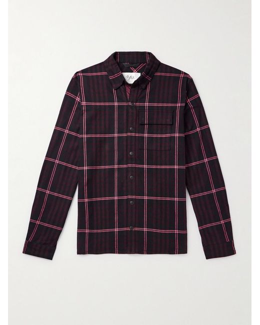 Aztech Mountain Purple Loge Peak Checked Brushed Cotton-blend Flannel Shirt for men