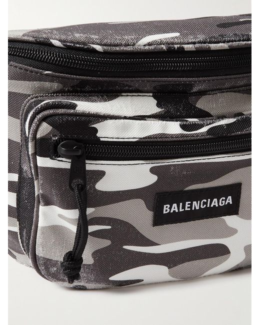 Balenciaga Black Explorer Camouflage-print Nylon Belt Bag for men