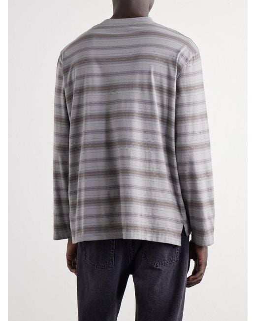 Our Legacy Gray Striped Cotton-Jersey T-Shirt for men