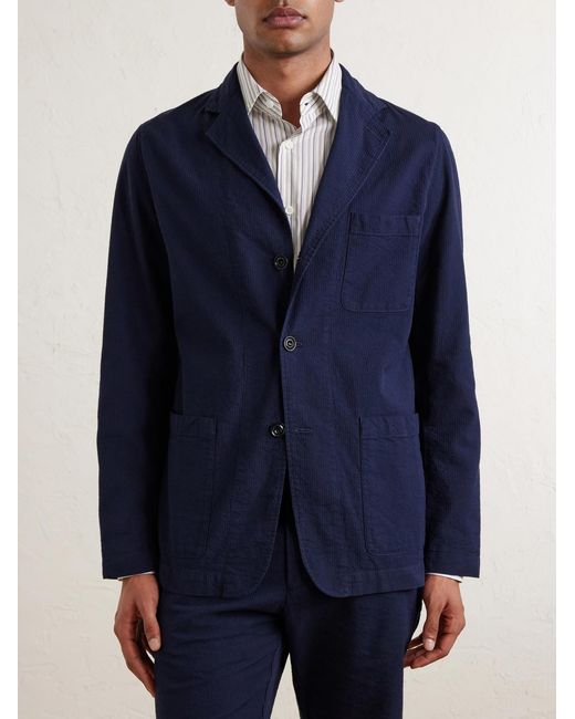 Hartford Blue Julian Textured Cotton Blazer for men