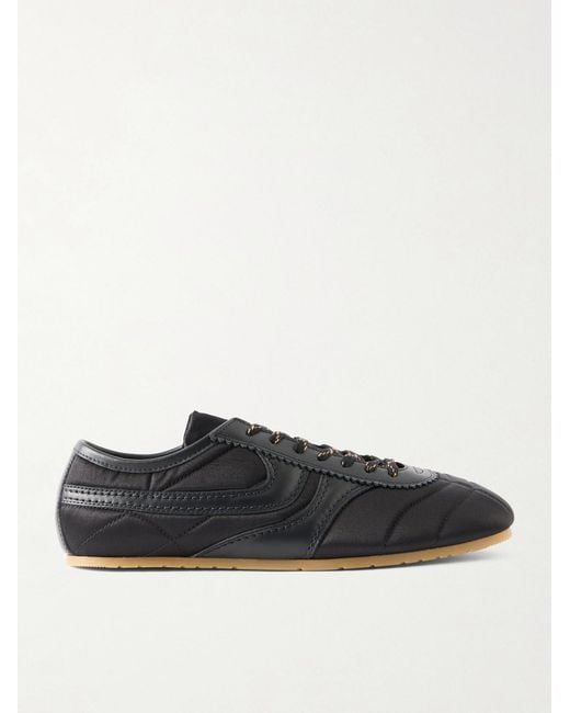 Dries Van Noten Black Leather-Trimmed Quilted Satin Sneakers for men