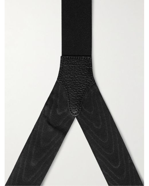 Favourbrook Hosenträger aus Seiden-Moiré mit Lederbesatz in Black für Herren