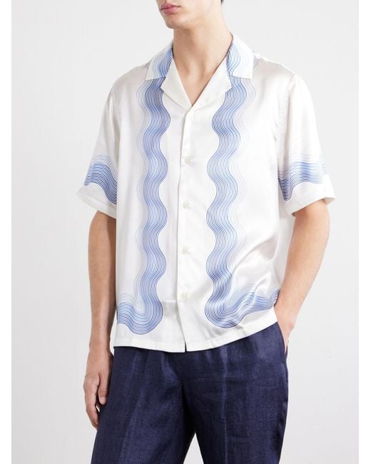 Frescobol Carioca Blue Roberto Silk Shirt for men