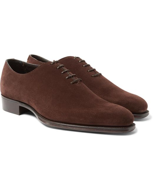 Kingsman Brown George Cleverley Merlin Whole-cut Suede Oxford Shoes for men