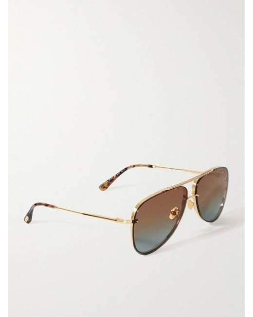 Tom Ford Natural Leon Aviator-style Gold-tone Sunglasses for men