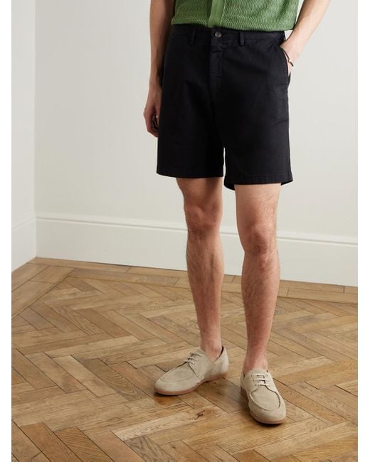 Mr P. Black Straight-Leg Garment-Dyed Cotton-Blend Twill Bermuda Shorts for men