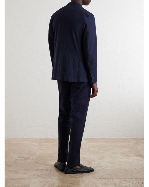 Slowear Blue Seersucker Suit Jacket for men