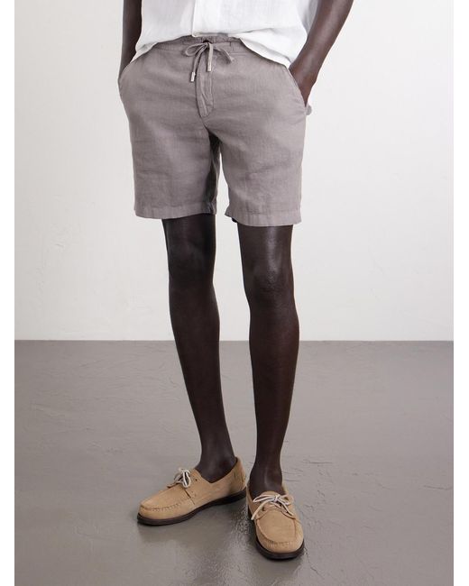 Mr P. Gray Straight-Leg Garment-Dyed Linen Drawstring Bermuda Shorts for men