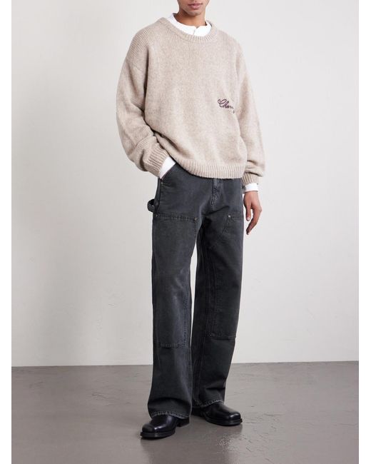 CHERRY LA Blue Wide-leg Double-knee Distressed Jeans for men