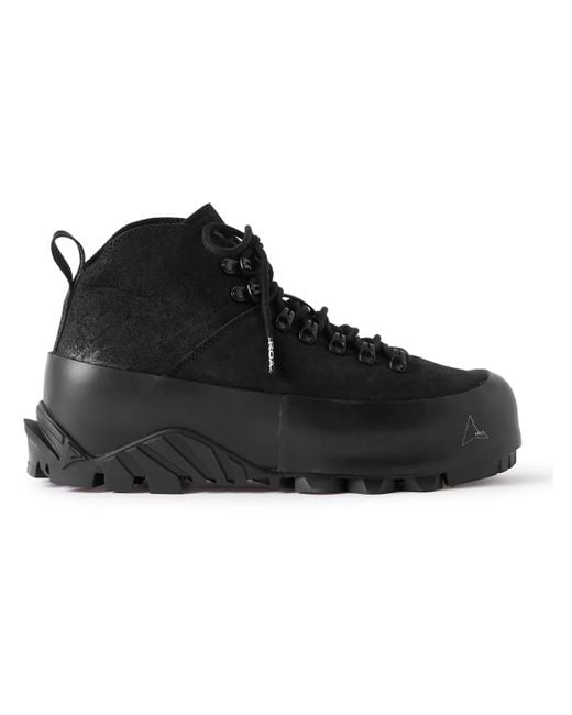 Roa Black Cvo Rubber-trimmed Suede Hiking Boots for men