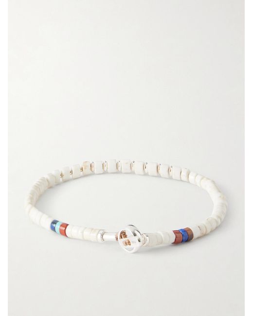 Mikia Natural Sterling Magnesite Beaded Bracelet for men