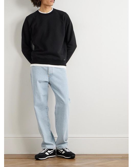 Tom Ford Blue Logo-appliquéd Garment-dyed Cotton-jersey Sweatshirt for men