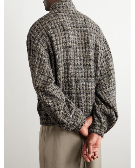 Auralee Gray Wool-blend Tweed Bomber Jacket for men