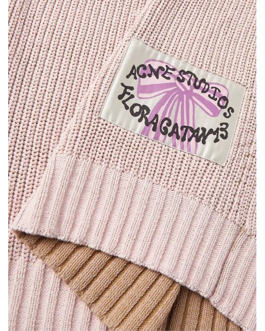 Acne Pink Kype Logo-Appliquéd Ribbed Wool-Blend Sweater for men