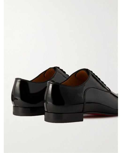 Christian Louboutin Black Greggo Patent-Leather Oxford Shoes for men