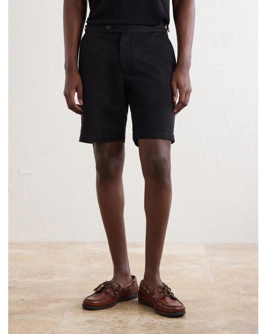 Mr P. Blue Straight-Leg Cotton And Linen-Blend Bermuda Shorts for men