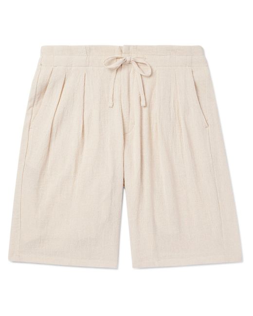 Monitaly Natural Straight-leg Pleated Cotton Shorts for men