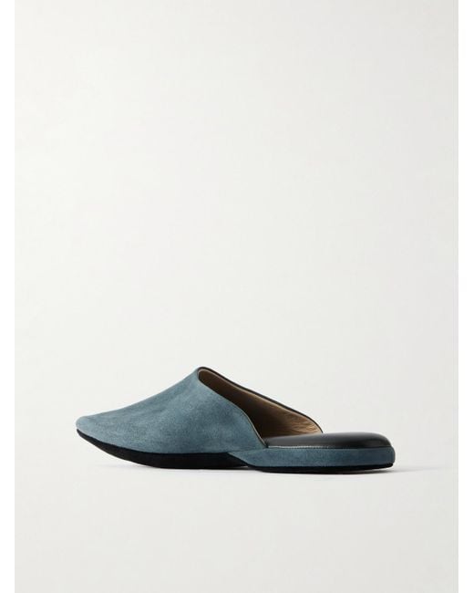 Charvet Blue Suede Slippers for men