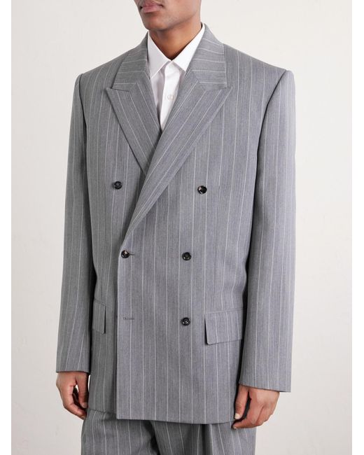 Bottega Veneta Gray Pinstriped Wool Blazer for men