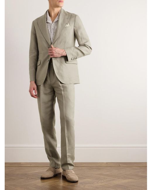 Brunello Cucinelli Anzug aus Leinen mit Fischgratmuster in Gray für Herren