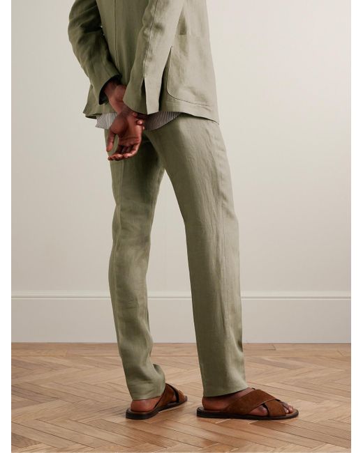 Zegna Green Slim-Fit Oasi Lino Twill Suit Trousers for men