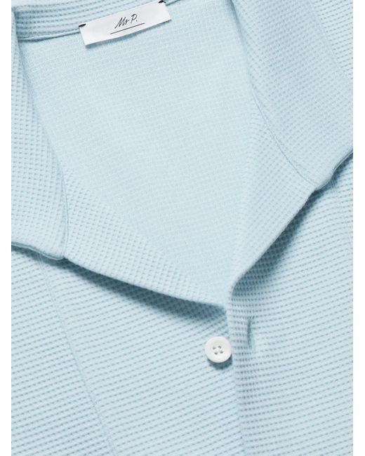 Camicia in cotone punto waffle di Mr P. in Blue da Uomo