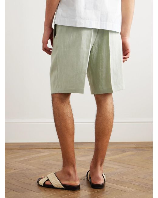 Paul Smith Green Straight-leg Linen Drawstring Shorts for men