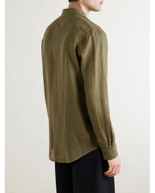 Paul Smith Green Linen-Twill Shirt for men