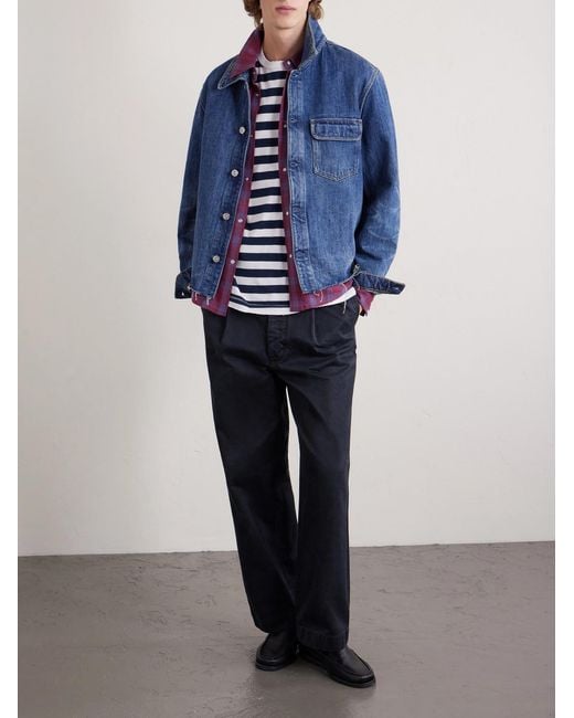 GALLERY DEPT. Blue French Logo-Print Striped Cotton-Jersey T-Shirt for men