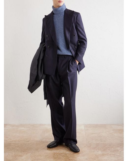 Caruso Blue Wool Rollneck Sweater for men