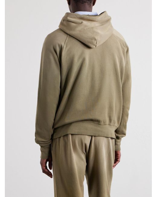 Les Tien Green French Terry-Cotton Raglan Hoodie for men
