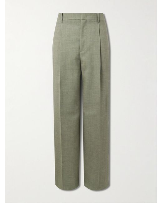 Jil Sander Green Wide-Leg Pleated Mohair And Wool-Blend Trousers for men